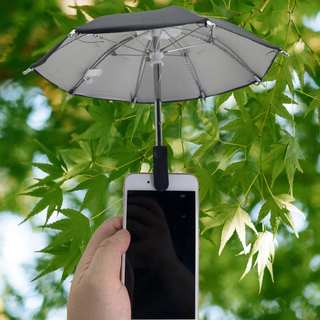 Suporte para celular de 27 cm, mini guarda-chuva criativo para ciclismo ao ar livre, protetor solar, acessório portátil para chuva ao ar livre