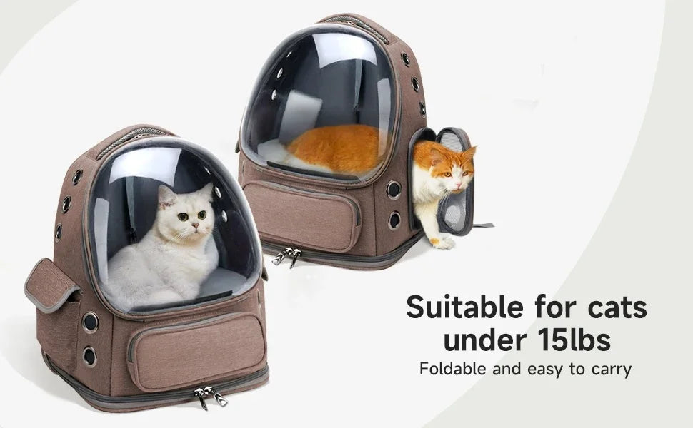 Mochila transparente para transporte de animais de estimação, essencial para viagens ao ar livre, para gatos e cães pequenos, design respirável, suprimentos premium e confortáveis ​​para animais de estimação