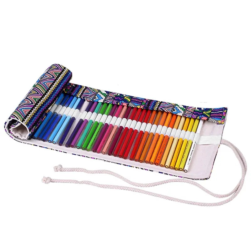 Estojo de lápis de arte colorida com 48 furos, material escolar kawaii, pincel, caneta, estojo fofo, papelaria