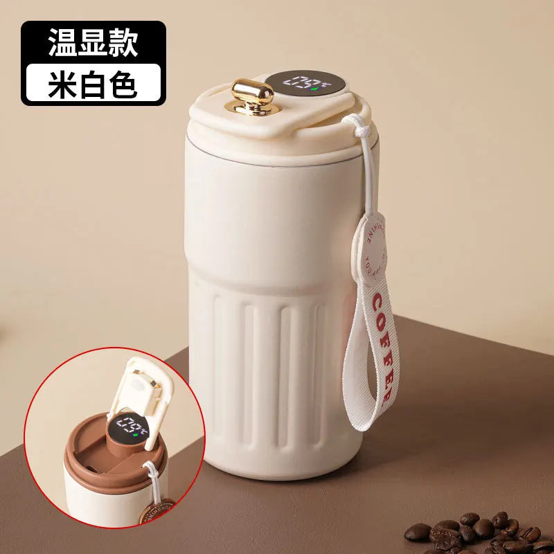 Caneca térmica de aço inoxidável com visor de temperatura, caneca de café inteligente para carro, caneca térmica para presente