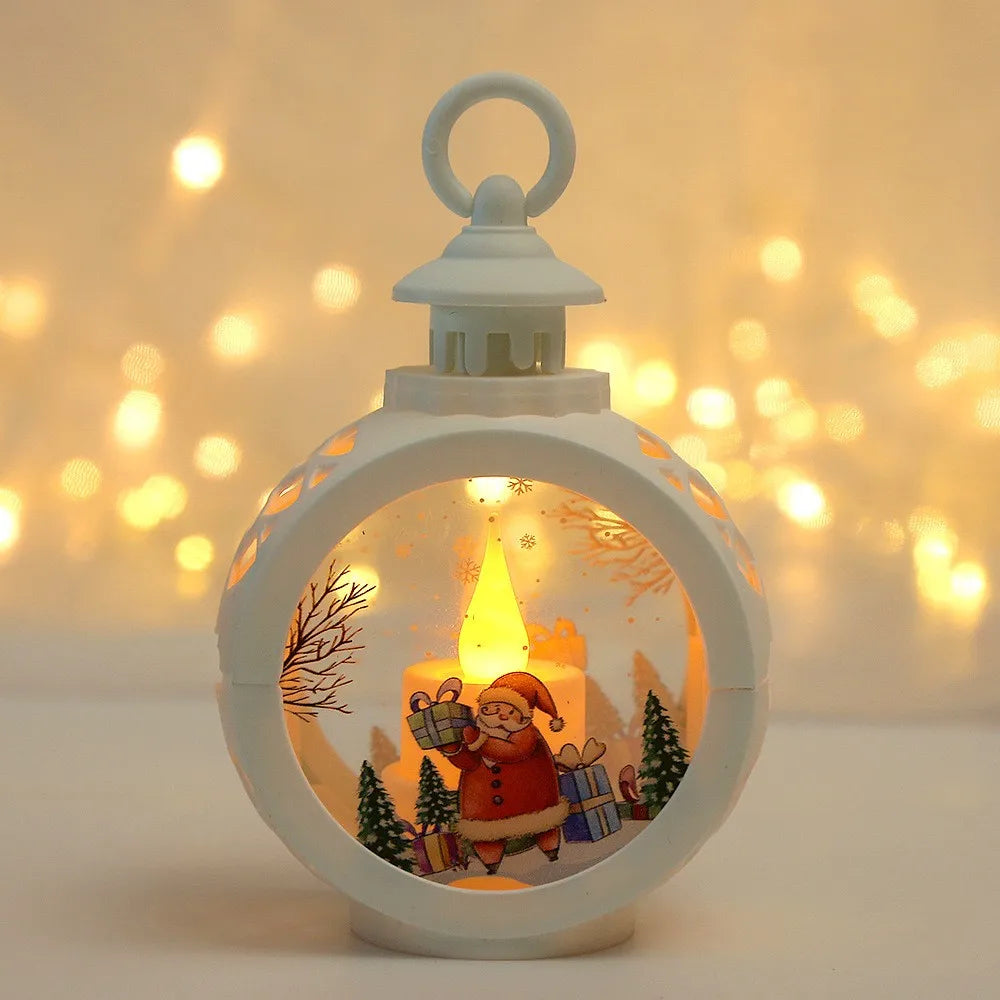 Lâmpada LED 2025 Decoração Natal Lanterna Portátil Papai Noel Árvore de Natal Luzes de Vento Pingente Navidad Natal Ano Novo Decoração