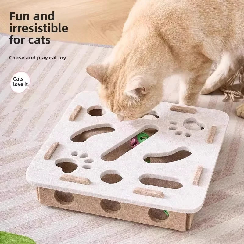 Brinquedo de quebra-cabeça para gatos, caixa de feltro, brinquedo de exercício para gatos com bola, entretenimento esportivo interno, brinquedos de caça para gatos domésticos