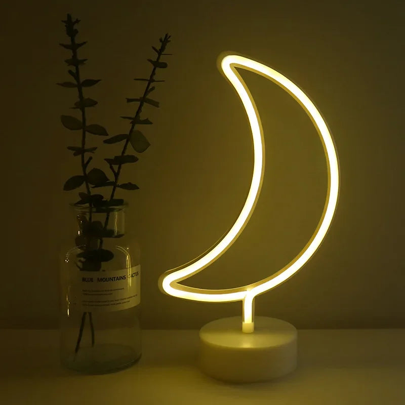 Luz de neon LED USB para letreiro, lâmpada noturna de flamingo para festas de Natal, decoração de casamento, presente para casa, luz de neon em forma de coração