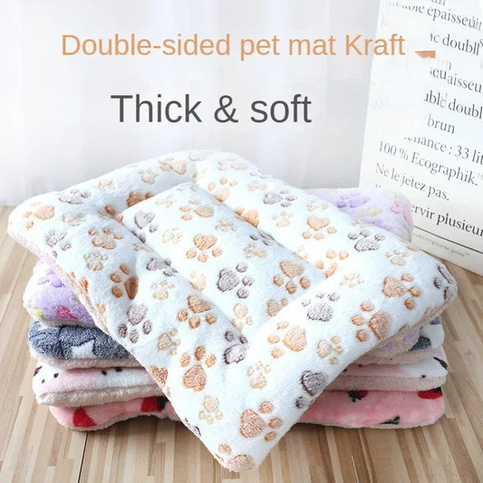 Tapete de pelúcia dupla face para animais de estimação, cama curta de pelúcia para gatos, cães pequenos, cobertor fofo para animais de estimação, almofada quente para gatinhos, sofá-cama para gatos