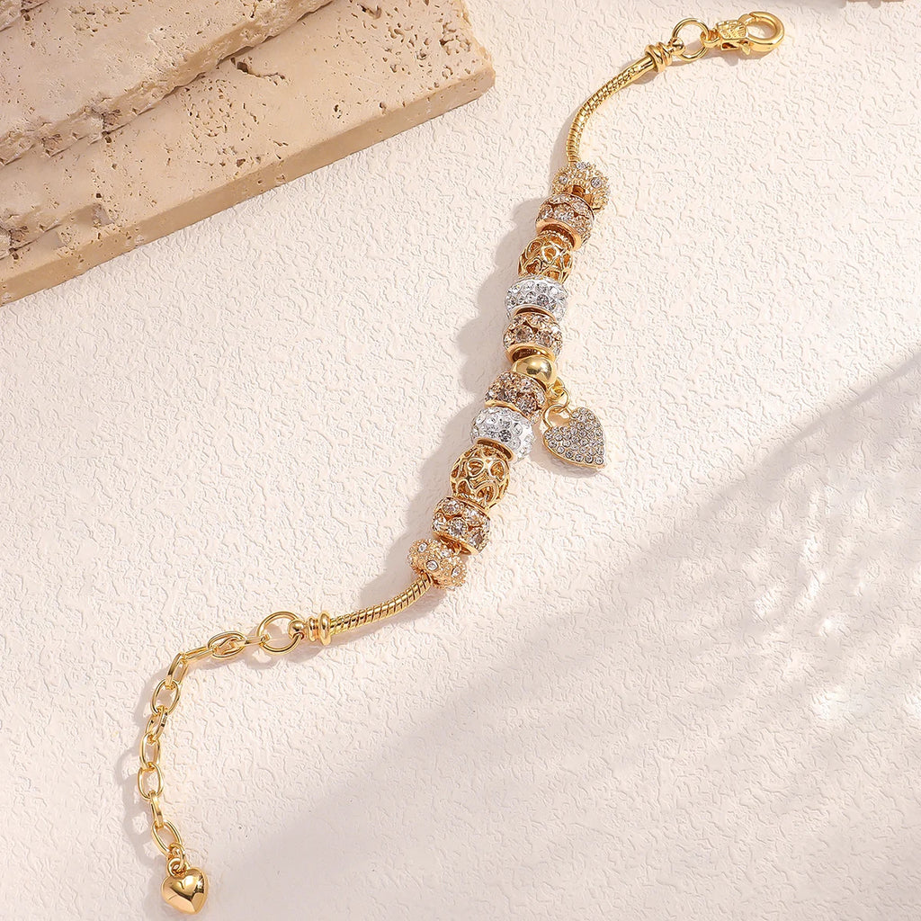 1 Pulseira feminina multi-elementos com contas de amor, pulseira de família, acessórios para festa de uso diário