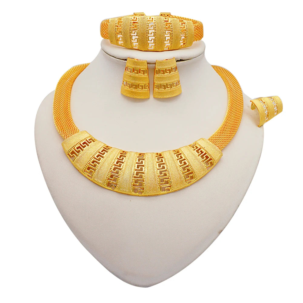 Conjuntos de joias finas 2023 para mulheres, presentes de casamento, colar, pulseira, brincos, anel, joias com contas africanas