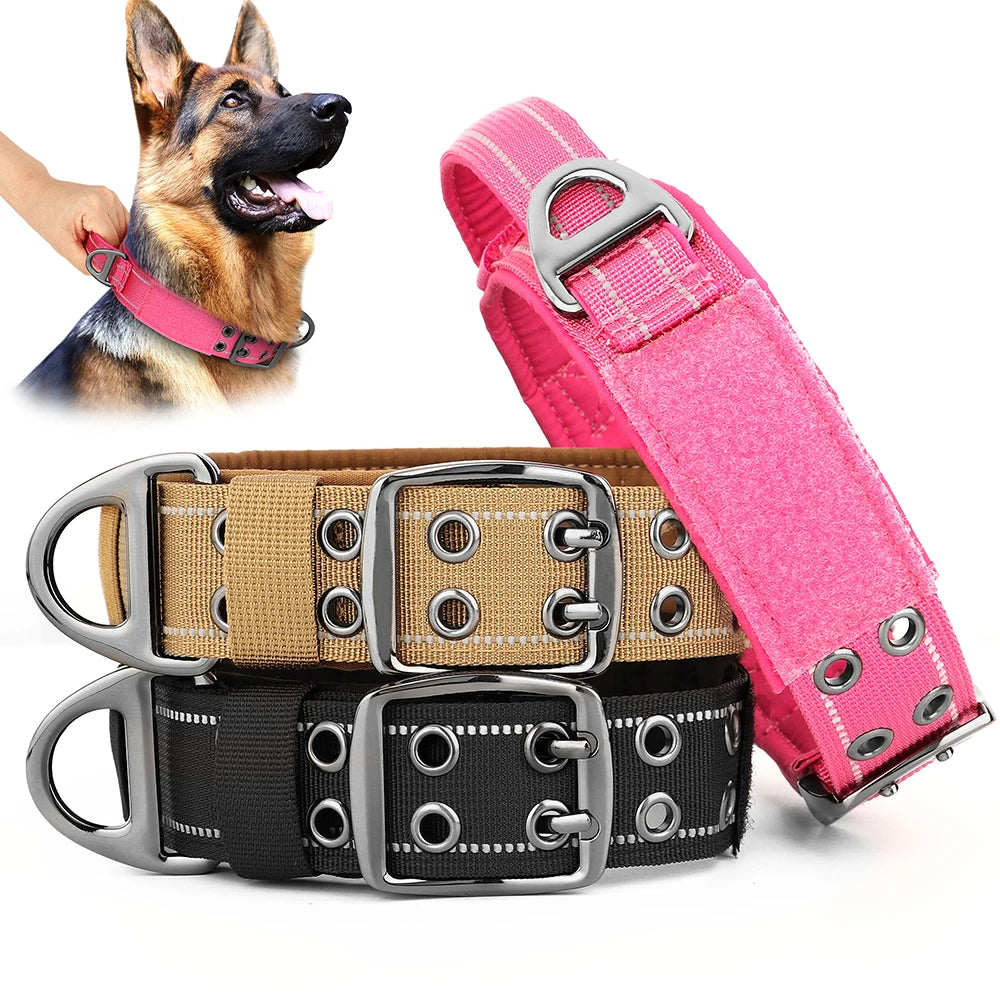 Military Tactical Dog Collar Nylon Wide Pet Training Collars Necklace With Handle Strong For Medium Large Dogs French Bulldog