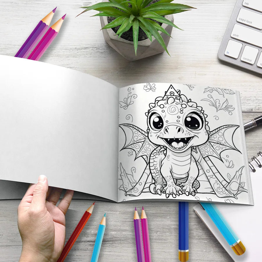 Livro de colorir de 20 páginas de criaturas fantásticas adoráveis ​​para adultos e adolescentes com desenhos animados de criaturas fofas, grafite, pintura e desenho
