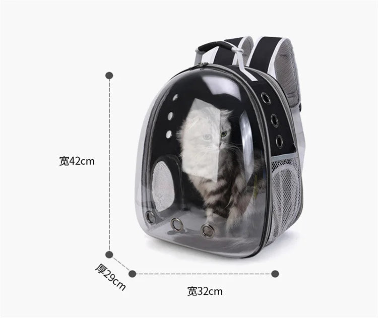 Mochila para animais de estimação, cápsula espacial transparente, mochila de ombro duplo para gatos, bolsa expansível para gatos, bolsa portátil para cães pequenos