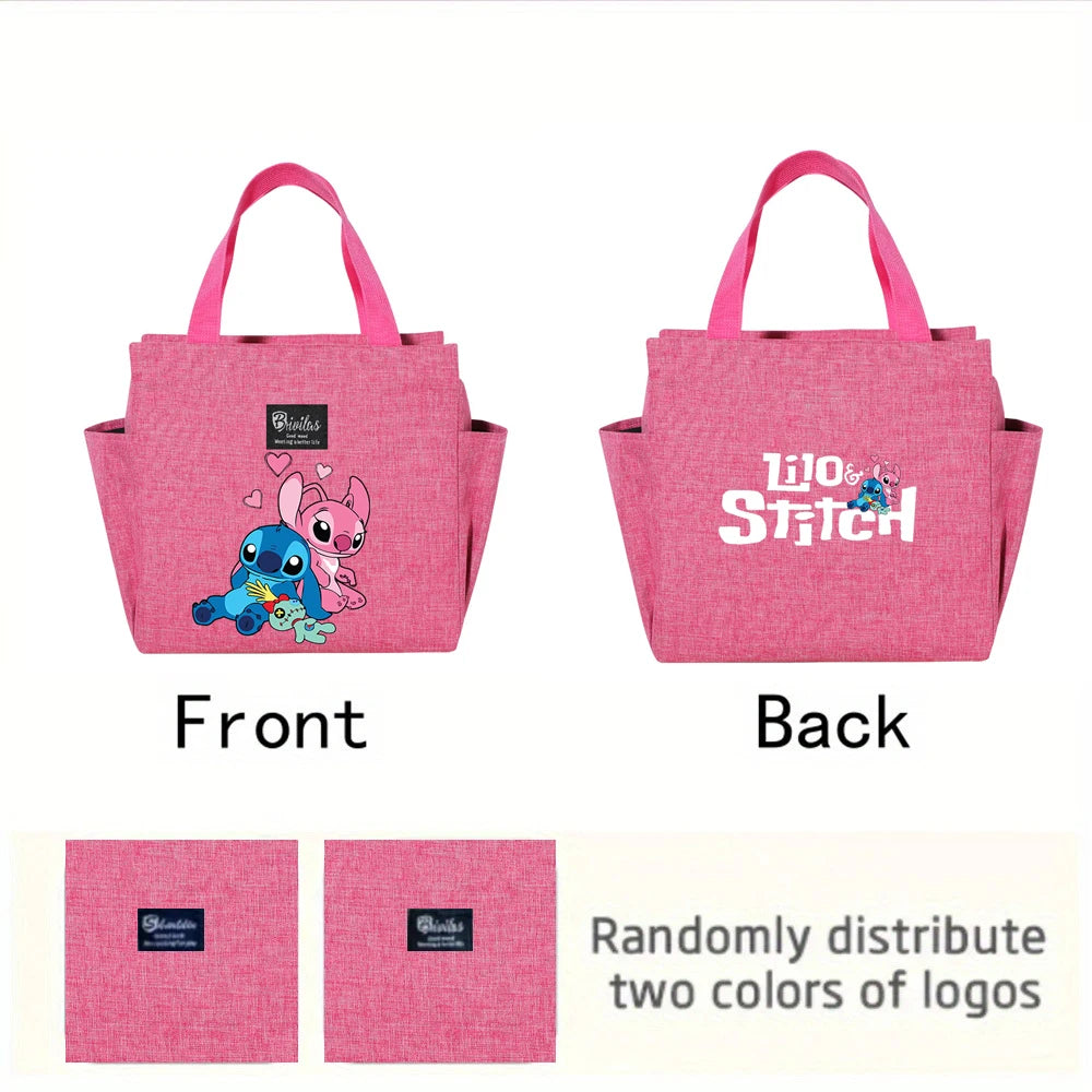 Bolsa de almoço térmica Stitch - Tecido Oxford impermeável, papel alumínio, bolsa quadrada portátil e reutilizável para trabalho, escola, piquenique