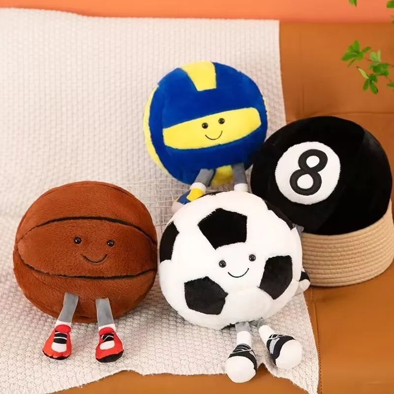 1 boneca de equipamento esportivo criativo, boneca de bola fofa, brinquedo de pelúcia divertido, boneca de bola de pernas longas, boneca de desenho animado com sapatos, decoração!