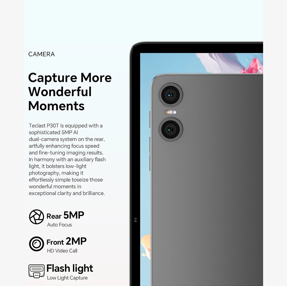 Tablet Teclast P30T Android 15 10.1" IPS Max 12GB RAM 128GB ROM T606 8-core 6000mAh Teclado/Capa/Mouse/Caneta/Fone de Ouvido/Suporte