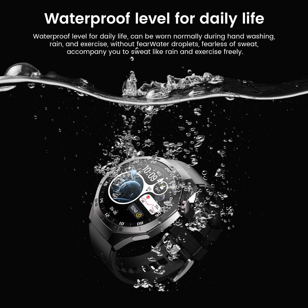 2025 Novo para Android e iOS Smart Watch Masculino Tela AMOLED GPS Trajetória de movimento Frequência cardíaca Bluetooth Chamadas SmartWatch à prova d'água