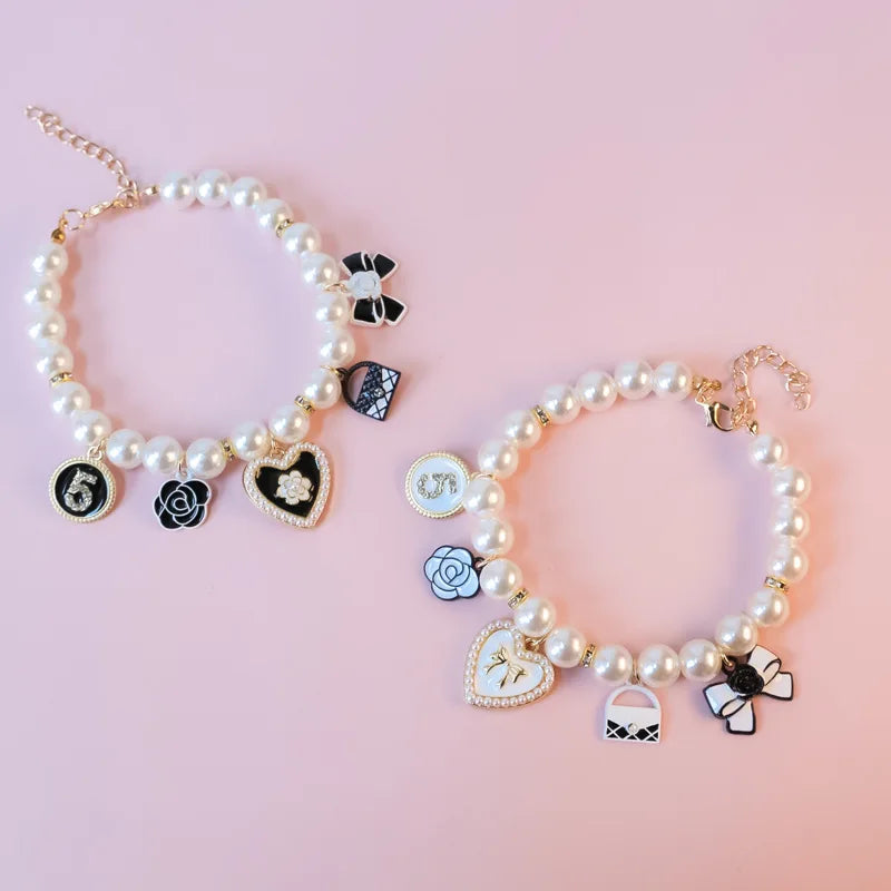 Pet Pearl Collar Little Cat Dog Love Pearl Necklace Cute Dog Jewelry Pet Accessories Puppy Necklace Bow Ties Dogs Pet Products