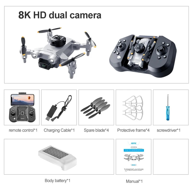 Mini drone Xiaomi 4DRC V30 com câmera HD 4K 1080P FPV RC Drones profissional para prevenção de obstáculos de cinco lados Helicóptero de brinquedo