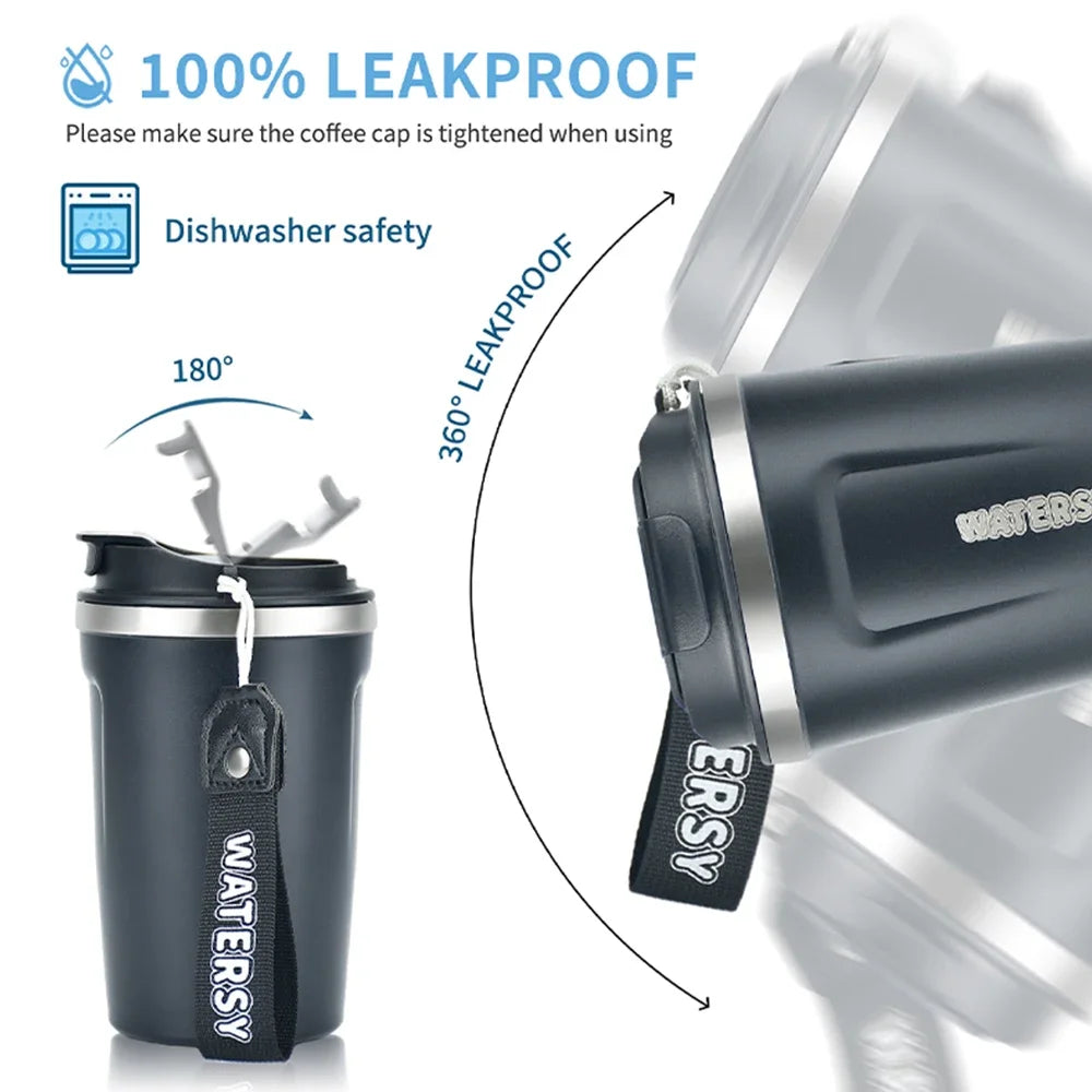 Caneca térmica de aço inoxidável 380ml para café, parede dupla, com isolamento a vácuo, para escritório, casa, viagem, carro, caneca
