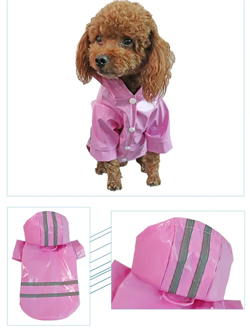 Capa de chuva para cachorro pequeno, impermeável e refletiva, à prova de vento, para cachorros e gatos, capa de chuva para chihuahua, bulldog, animais de estimação, capa, poncho, roupas