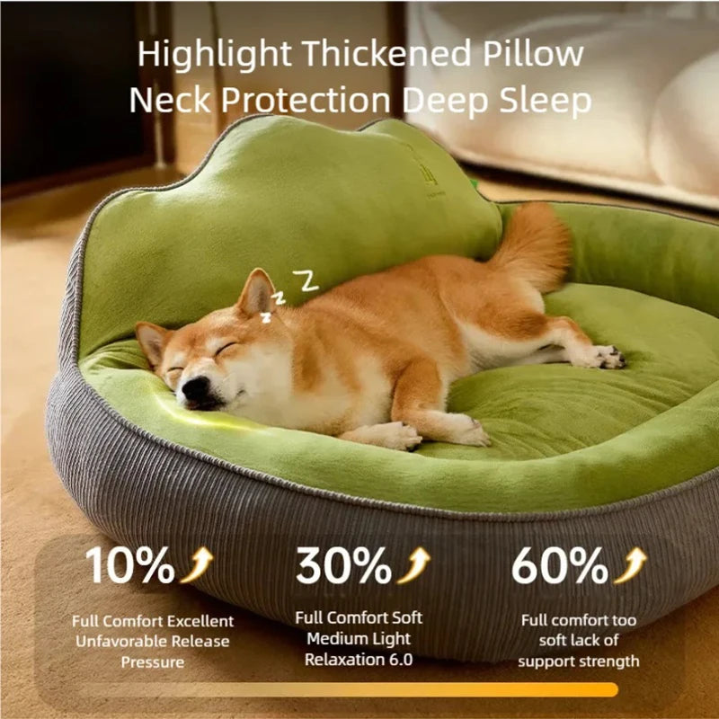 New dog bed with increased height and thickness, leaning against the mountain bed and pillow for neck protection, pet bed for sl
