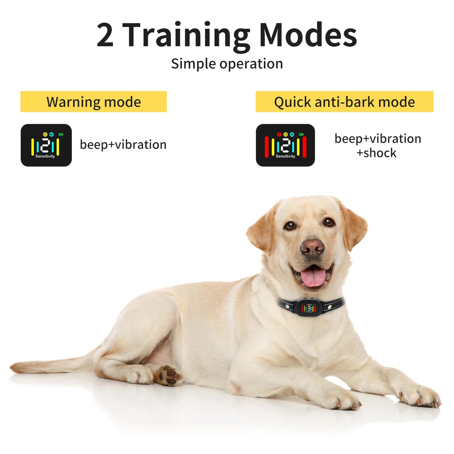 Coleira anti-latido inteligente com tela colorida e inteligência artificial à prova d'água 2025 para treinamento de cães E-shock, controle de latidos
