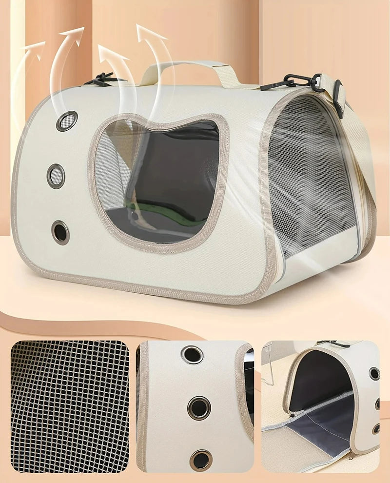 Bolsa de transporte portátil para animais de estimação para cães e gatos pequenos, bolsa dobrável para gatos ao ar livre, bolsa de ombro respirável para gatos, bolsa de transporte para gatinhos
