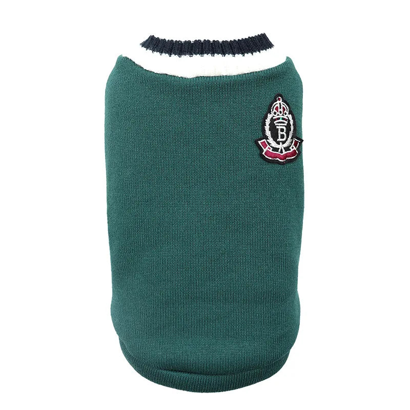 Winter Warm Pet Dog Sweater College Style V-neck Puppy Knitwear for Small Large Doggy Coat French Bulldog Vest Chihuahua Clothes