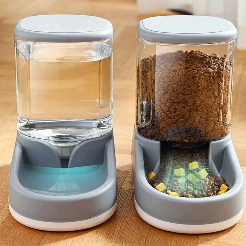 &amp; Cão Gato Alimentador Automático de Gravidade para Animais de Estimação Grande Capacidade Dispositivo de Água Potável Comida para Cães e Gatos Economize Esforço Acessório para Beber Animais de Estimação