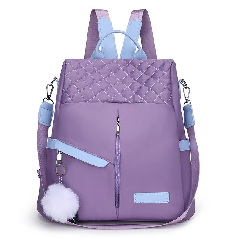 Mochila feminina de grande capacidade, bolsa de ombro à prova de roubo, elegante, feminina, viagem, Oxford, mochila de segurança preta