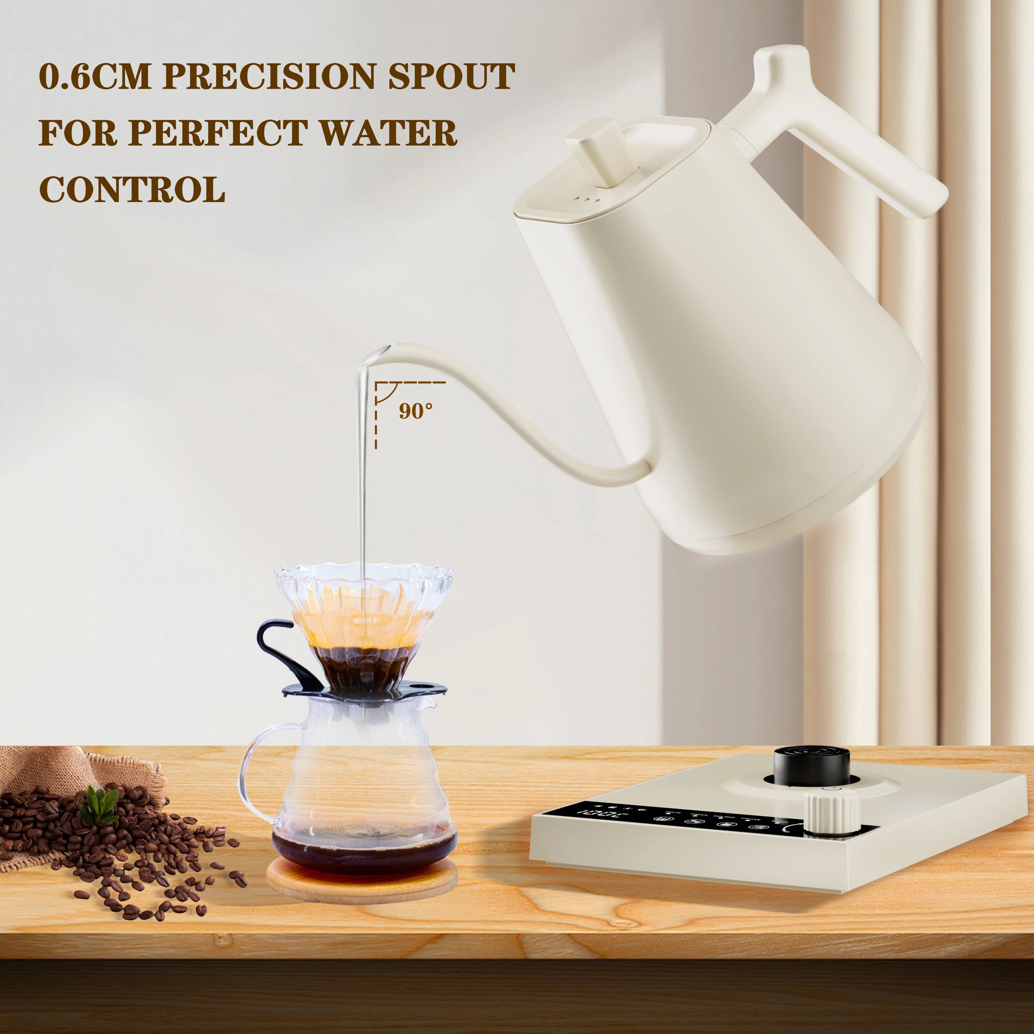 600ml Gooseneck Electric Kettle Hand Brew Coffee Pot Temperature Control Smart Tea Pot Rapid Heating Kettle 220V