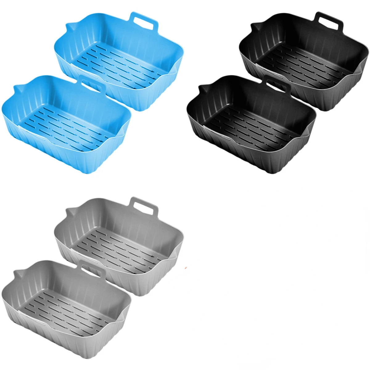2 peças de forros de silicone para fritadeira de ar, 7,5 polegadas, acessórios para fritadeira de ar quente, molde para assar, bandeja quadrada antiaderente reutilizável