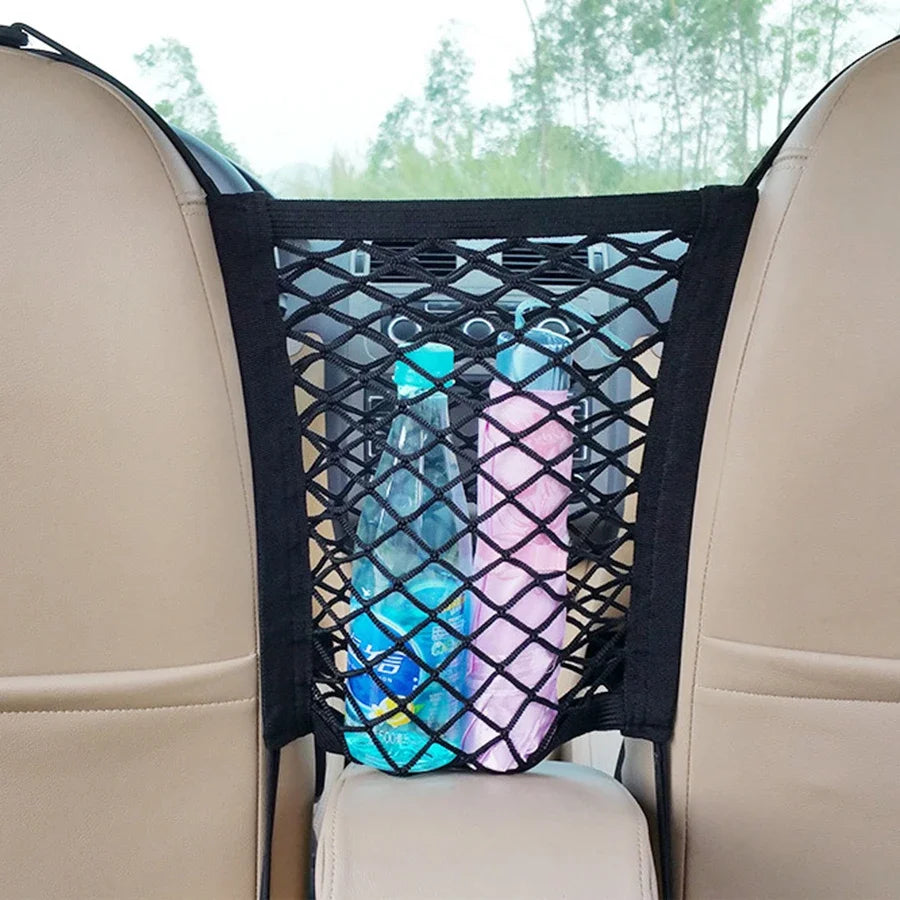 Barreira para carro para animais de estimação, barreira para cachorro, com bolsa de armazenamento de malha de segurança automática, protetor de segurança para banco traseiro, rede de malha