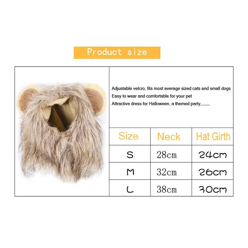 Novos animais de estimação engraçados e fofos, roupas, boné, peruca de gato fofa, juba de leão, fantasia, cosplay, gatinho, cachorro, chapéu com orelhas, artigos para festa chiques