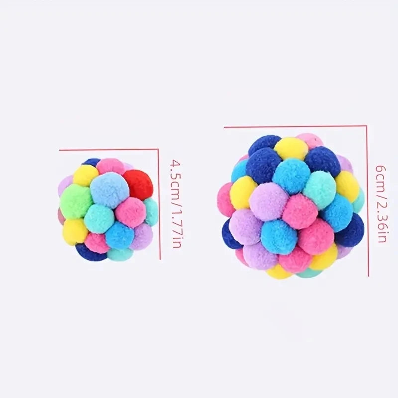 1/3 peças brinquedos para gatos bola de pelúcia para gatos brinquedo para animais de estimação bola elástica de sino bola auto-oi bola brincando bola de lã colorida para gatos