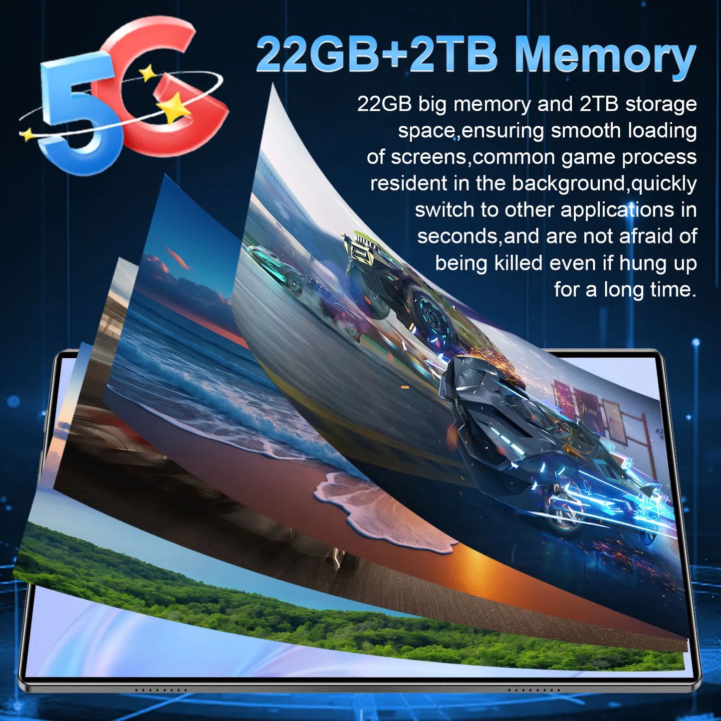 Tablet Android 2025, 20000mAh, 10,36 polegadas, versão global, 22 GB + 2 TB, nova rede, 14 núcleos, Android 13.0, Wi-Fi