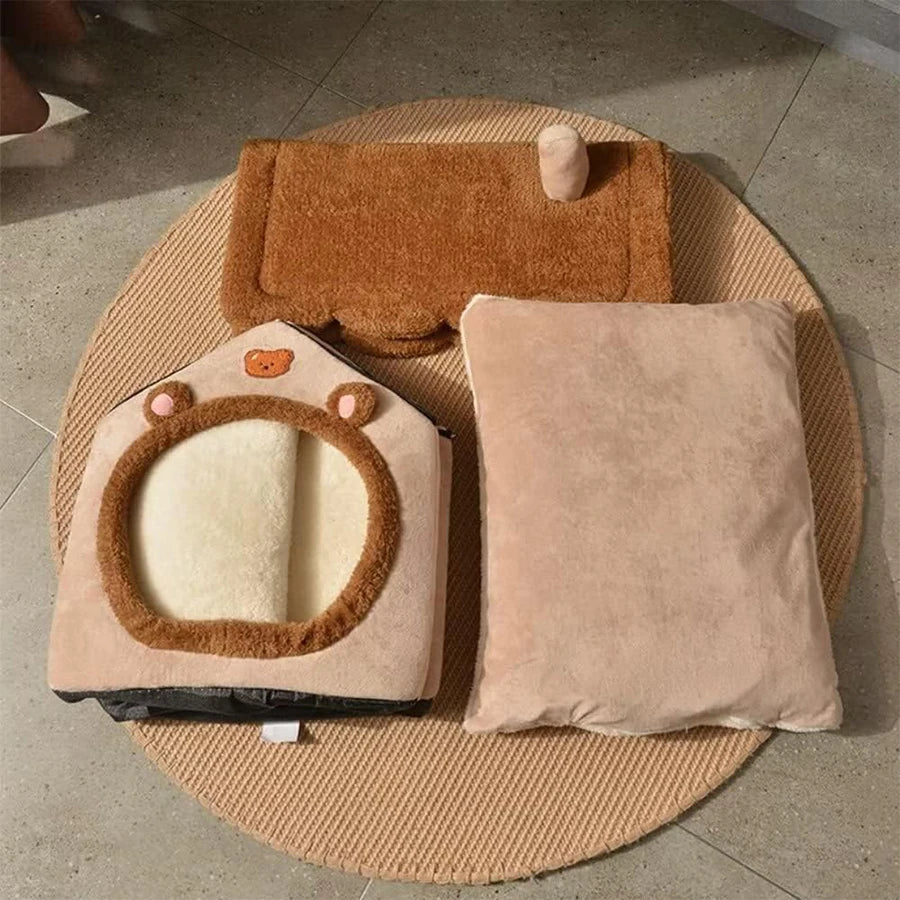 Casa dobrável para animais de estimação, casa removível e lavável para gatos, caverna para filhotes, sofá, cama para animais de estimação, casa para cães extra pequenos e gatos pequenos e médios