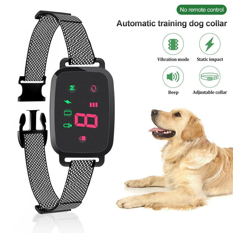 Coleira elétrica para treinamento de cães, antilatidos, à prova d'água, recarregável, controle remoto para animais de estimação, para todos os tamanhos, choque, vibração, som