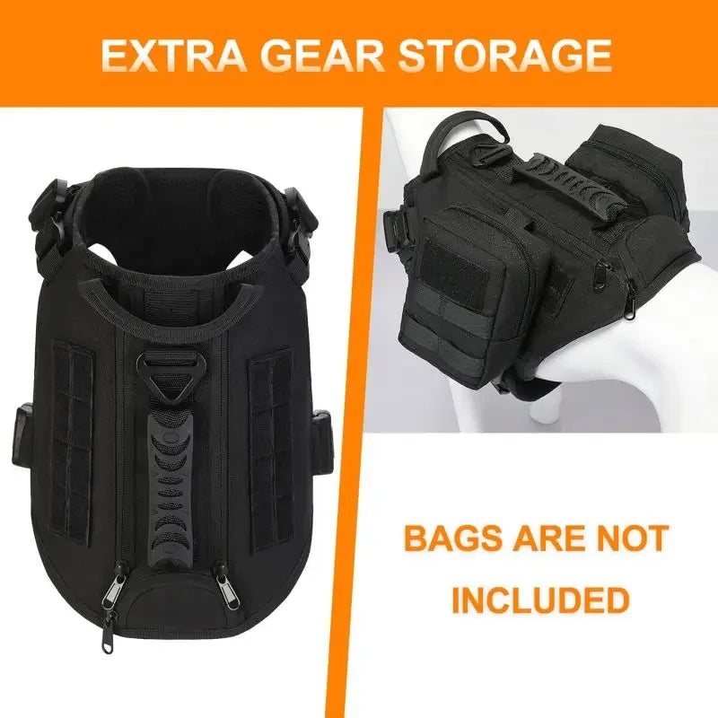 Arnês profissional de nylon para animais de estimação, sem puxar, tático para cães de grande porte e de alta resistência