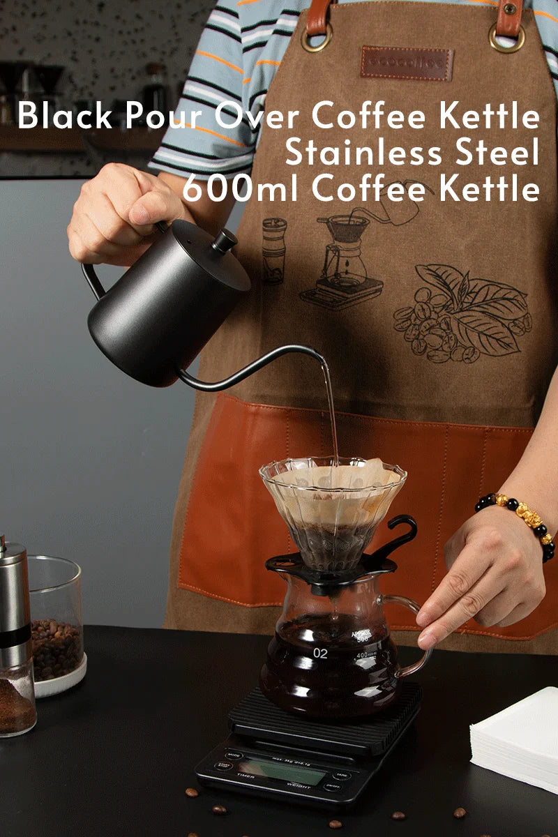 Aço inoxidável 304 600ml bico longo pescoço de ganso cafeteira expresso barista chaleira bule acessórios ferramentas