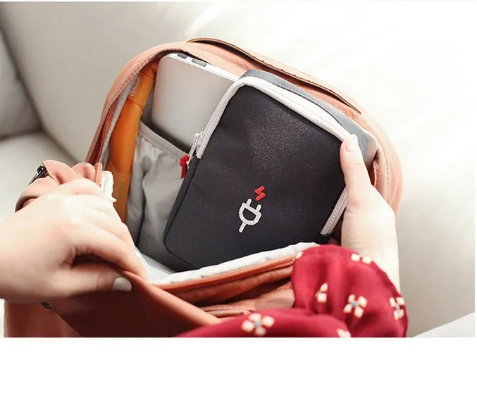 Carregador portátil de viagem, cabo de fone de ouvido, bolsa digital, bolsa de armazenamento, organizador de gadgets de viagem, acessórios eletrônicos, estojo de armazenamento