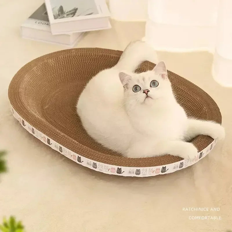 Arranhador ondulado para gatos, redondo, oval, com garras de moagem, resistente ao desgaste, cama para gatos, acessórios para gatos