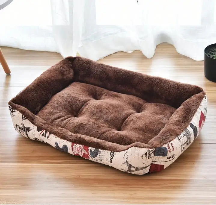 Tapete clássico para animais de estimação, moda canil para cães, cama, casa, respirável, algodão, macio, ninho de gato, cama quente para cães pequenos e médios