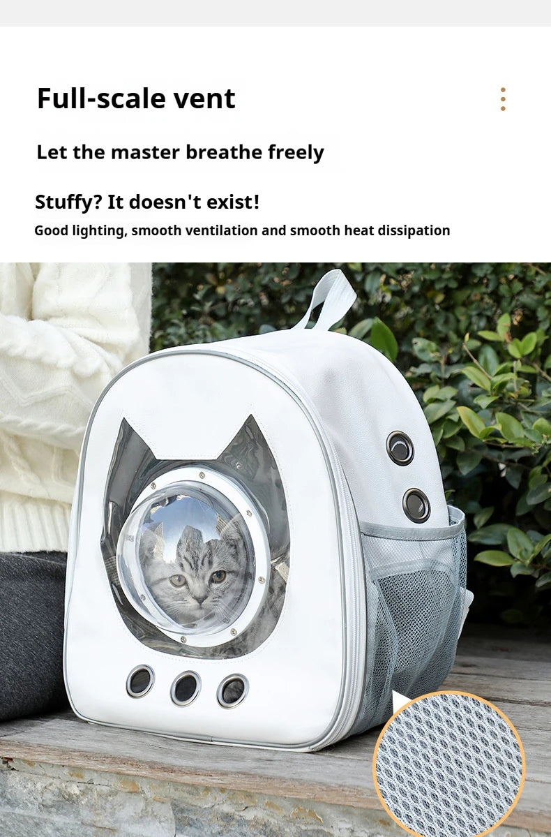 Mochila para animais de estimação Space Capsule com visão de 360°/malha respirável/alça de segurança para transporte de gatos/transportadora de cães com bolha transparente