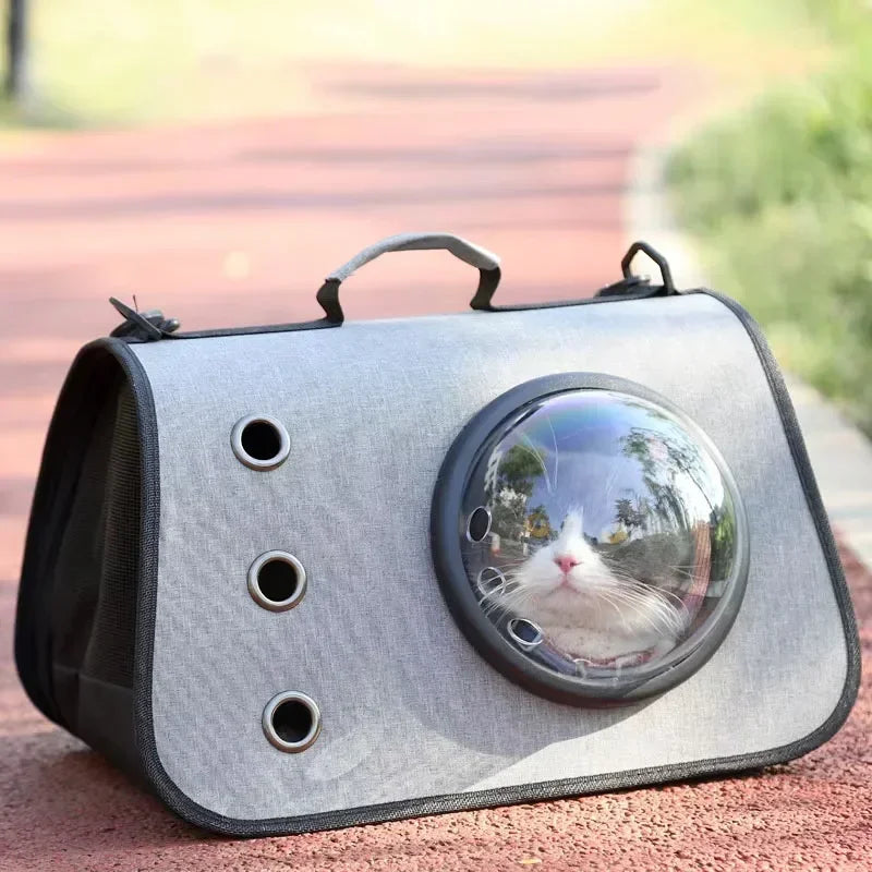 Bolsa portátil para gatos, bolsa de ombro dobrável, bolsa transversal para animais de estimação, bolsa de malha respirável para passeios, suprimentos para cães e gatinhos