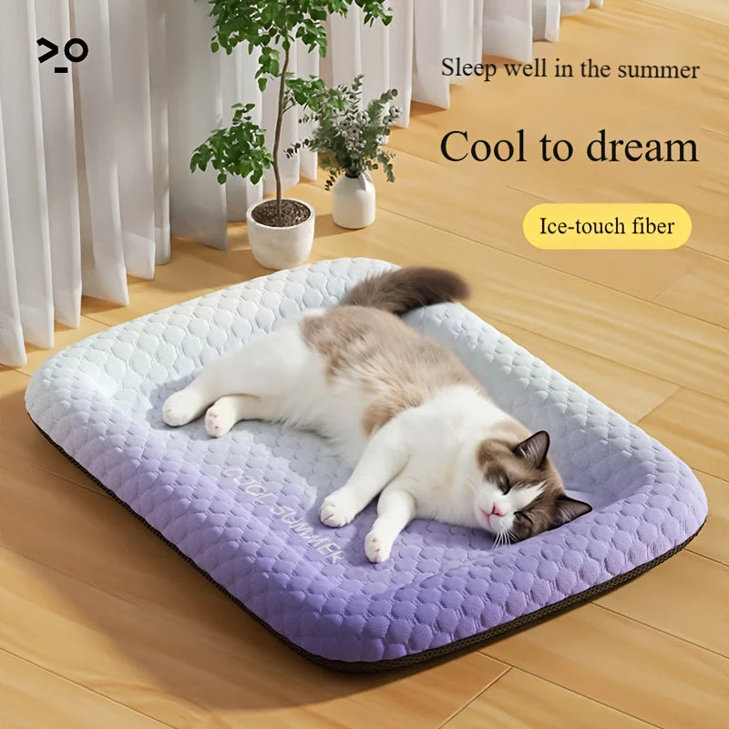 Tapete refrescante para animais de estimação de 1 peça - Tapete refrescante para cães e gatos de verão, lavável, almofada de gelo auto-refrescante