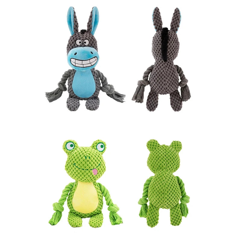 Brinquedo interativo de pelúcia cru para cachorro pequeno, indestrutível, resistente a mordidas, som de chocalho para cachorros que rangem, brinquedos para animais de estimação