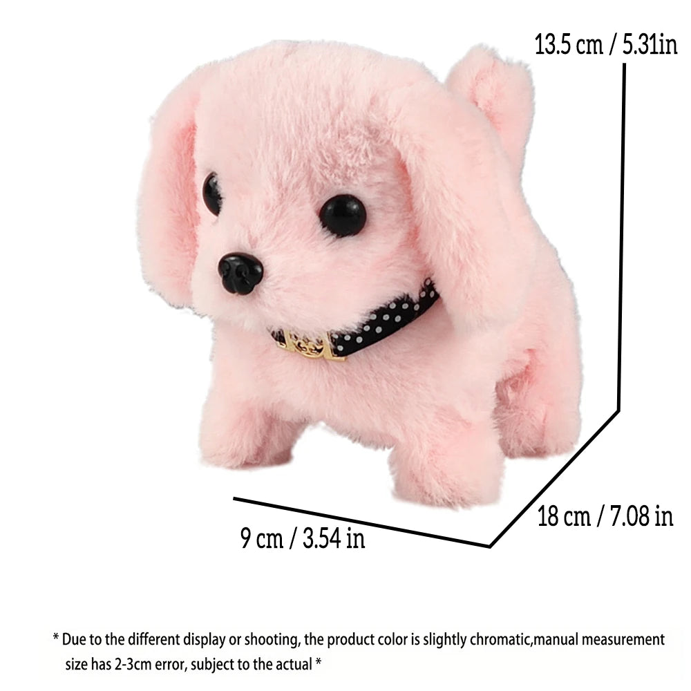 Brinquedo de pelúcia interativo eletrônico para animais de estimação, brinquedo que anda latindo e abanando o rabo, simulação de filhote de cachorro, companheiro de estimação, alimentado por bateria