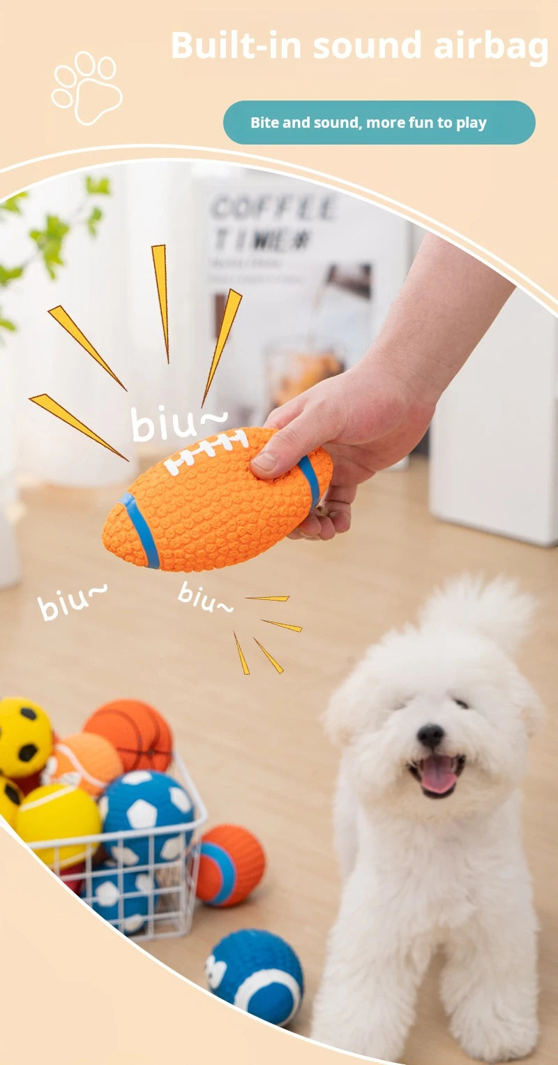 Brinquedos para cães que rangem, bolas de látex macias para cães pequenos, médios e grandes, rugby, futebol, vôlei, brinquedo para animais de estimação, bola de brinquedo interativo para mastigar