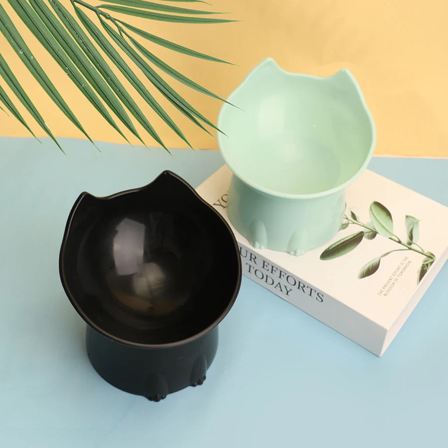 Tigela elevada para gatos WhiskerWare, 1 peça, tigela de plástico antiderrapante para alimentação de animais de estimação com borda inclinada, proteção para o pescoço e comida para gatinhos