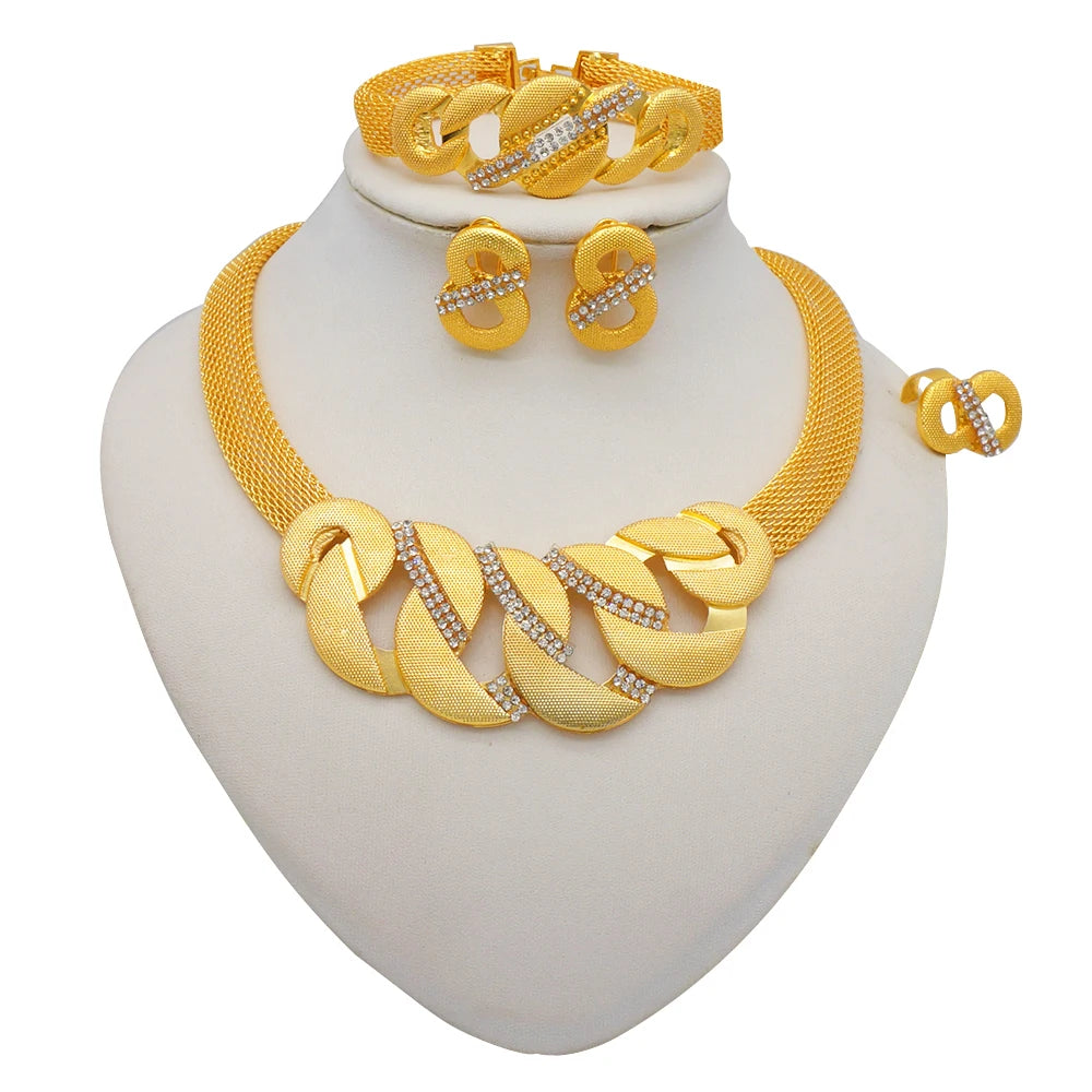 Conjuntos de joias finas 2023 para mulheres, presentes de casamento, colar, pulseira, brincos, anel, joias com contas africanas
