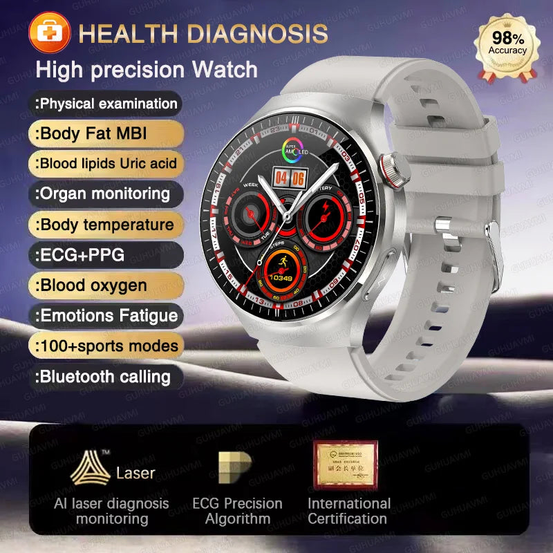 2025 para HUAWEI Precise ECG + PPG Ácido Úrico HD Smart Watch Masculino Lipídios no Sangue Frequência Cardíaca Pressão Arterial Esporte Chamada Saúde Smartwatch