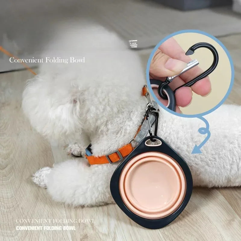 Tigelas para animais de estimação, utensílios para comida de animais de estimação, tigelas dobráveis ​​portáteis para áreas externas, silicone fácil de limpar